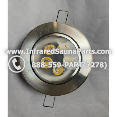 COMPLETE LIGHT ASSEMBLY 12V - COMPLETE LIGHT ASSEMBLY IN SILVER FINISH WITH LED BULB 2 PIN FEMALE 12V 4 x 4 INCHES 1